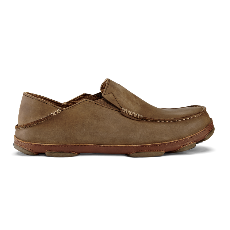 OLUKAI Moloa Men's Leather Ray/Toffee Slip On Shoes 10128-2733 - AllSportsWearUSA