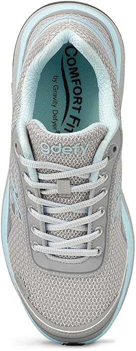 Gravity Defyer Women's Mighty Walk Gdefy TB9024FGU Grey Aqua Sneaker - Medium - Wide - AllSportsWearUSA