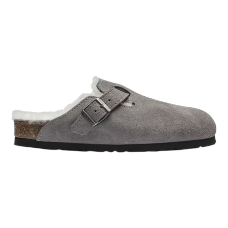 Birkenstock Boston Shearling Suede Leather  Stone Coin 1017651