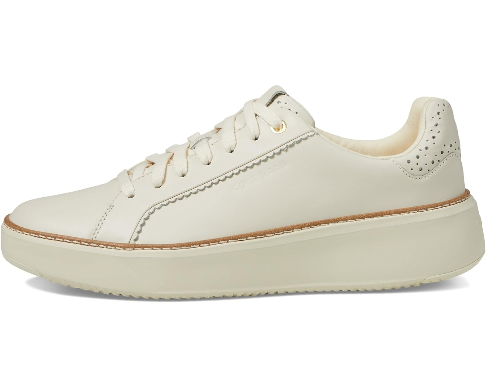 Cole Haan Women's  Grandpro Topspin Sneaker W30202 Ivory/Perf/Scallop