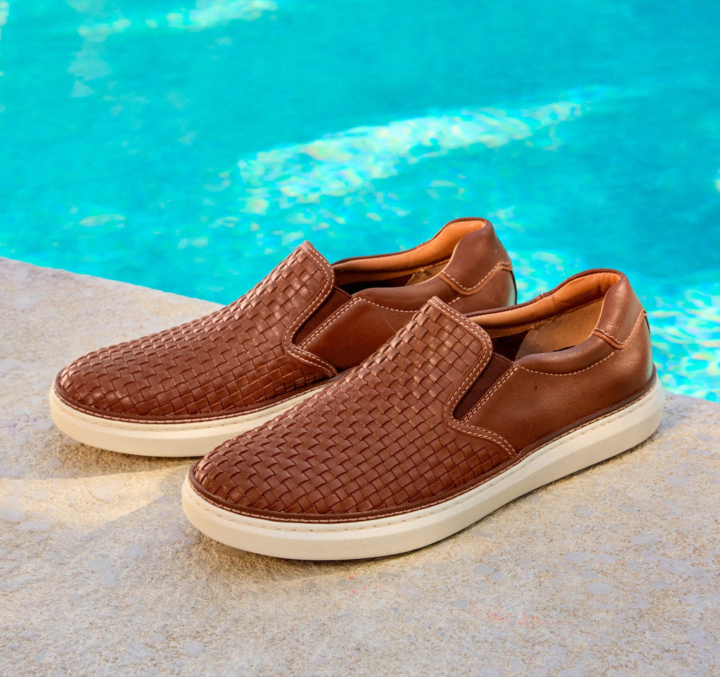 Johnston & Murphy McGuffey 2 Woven Slip-On  25-2996 Tan Woven Full Grain