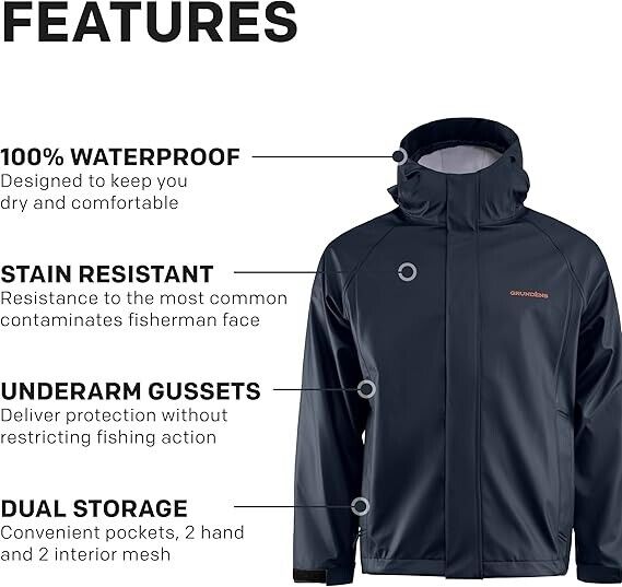 Grundens Men’s Neptune Commercial Fishing Jacket DARK NAVY 10079-425 NEW - AllSportsWearUSA