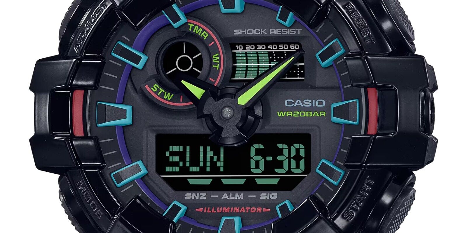 CASIO G-Shock Gamer S Rainbow Black GA700RGB-1A BRAND NEW - AllSportsWearUSA