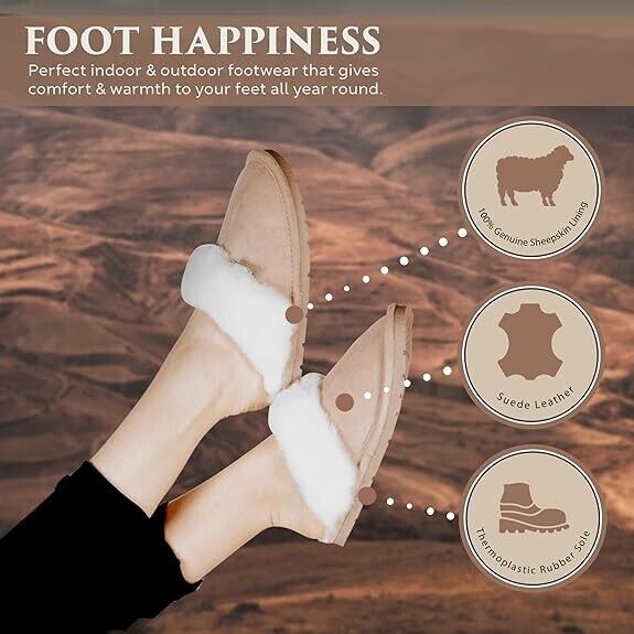 Cloud Nine Sheepskin Indoor Outdoor Scuff House Slippers for Women BRAND NEW - AllSportsWearUSA