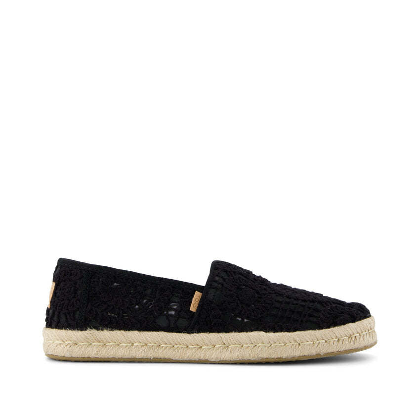 Toms Women's Alpargata Rope 2.0 Espadrille 10021938 Black Crochet Lace