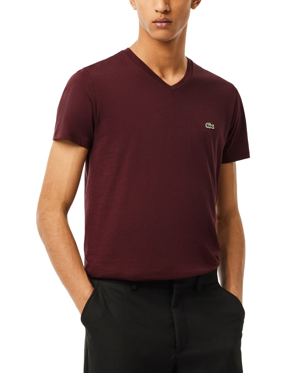 Lacoste Men's Regular-Fit Pima Cotton Crewneck T-Shirt TH6709 Bordeaux Dark