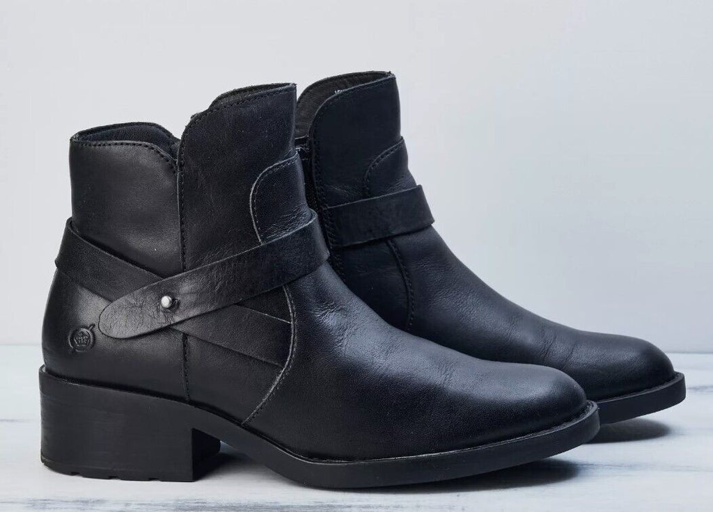 Born Women's Tori Black Leather Ankle Booties Shoes BR0042503 Medium SIZE 8 - AllSportsWearUSA