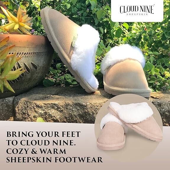 Cloud Nine Sheepskin Indoor Outdoor Scuff House Slippers for Women BRAND NEW - AllSportsWearUSA