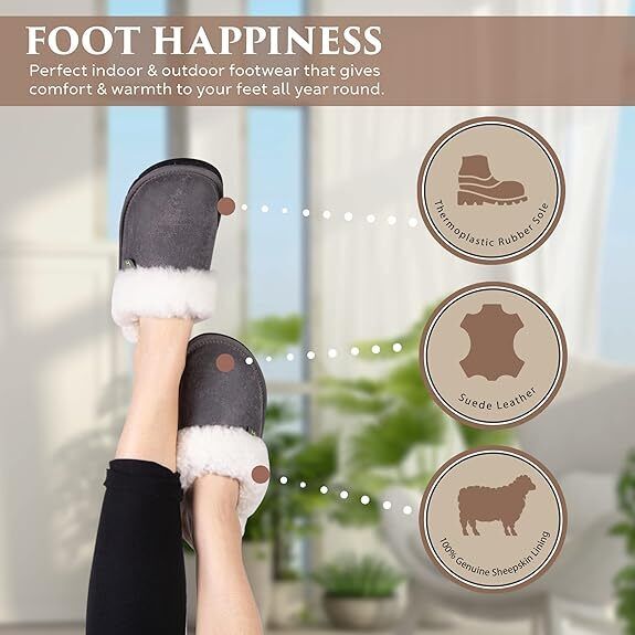 Cloud Nine Sheepskin Indoor Outdoor Scuff House Slippers for Women BRAND NEW - AllSportsWearUSA