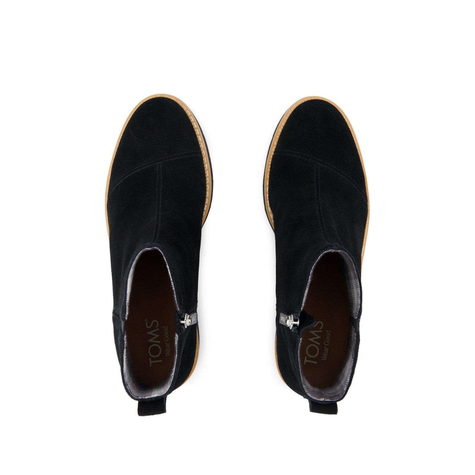 Toms Women Mina Wedge 10023561 Water Repellent Black Suede
