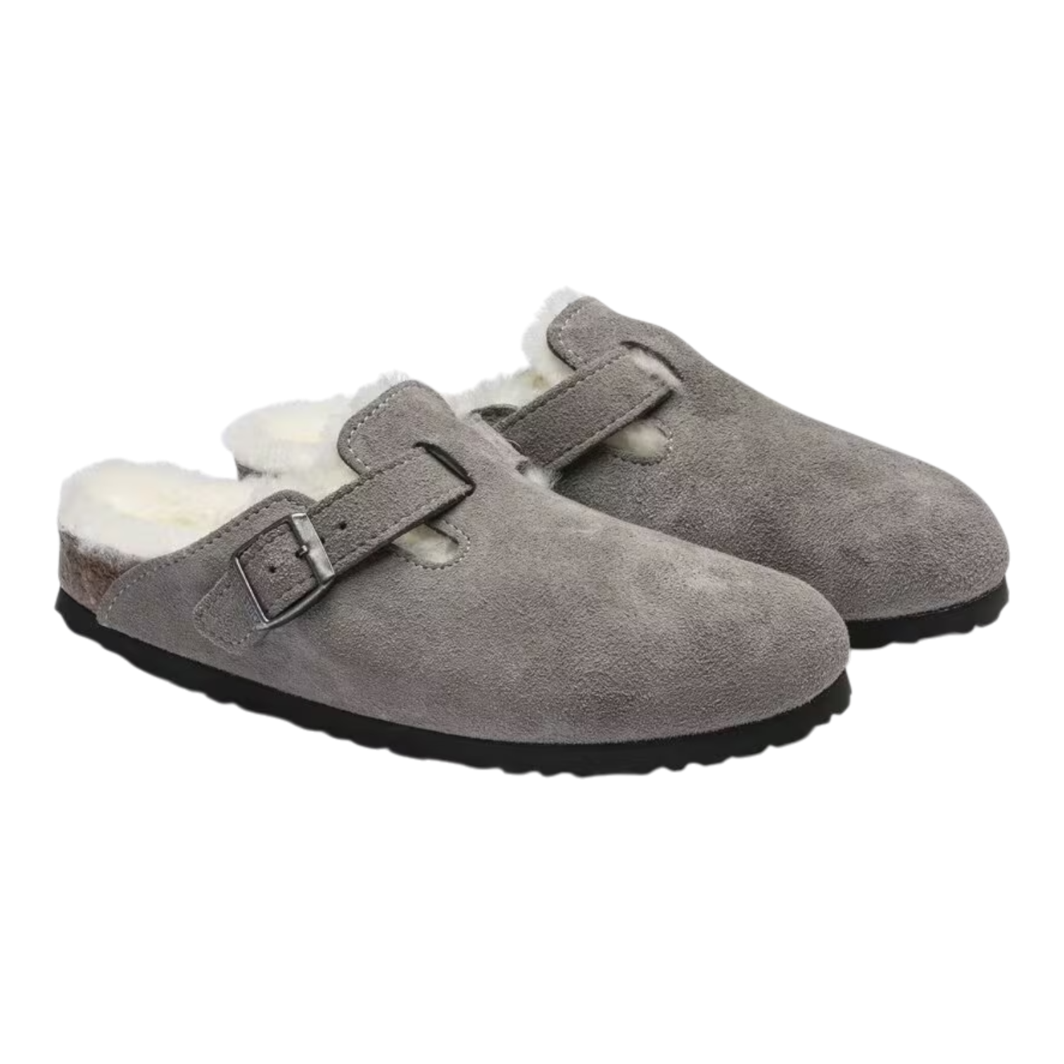 Birkenstock Boston Shearling Suede Leather  Stone Coin 1017651