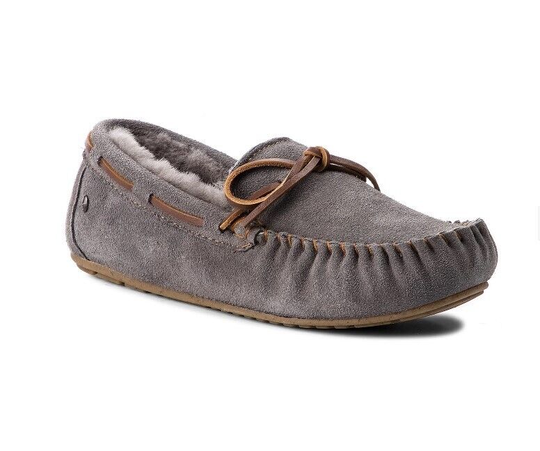 New EMU Australia Sheepskin Amity Moccasin W10555 Charcoal - AllSportsWearUSA