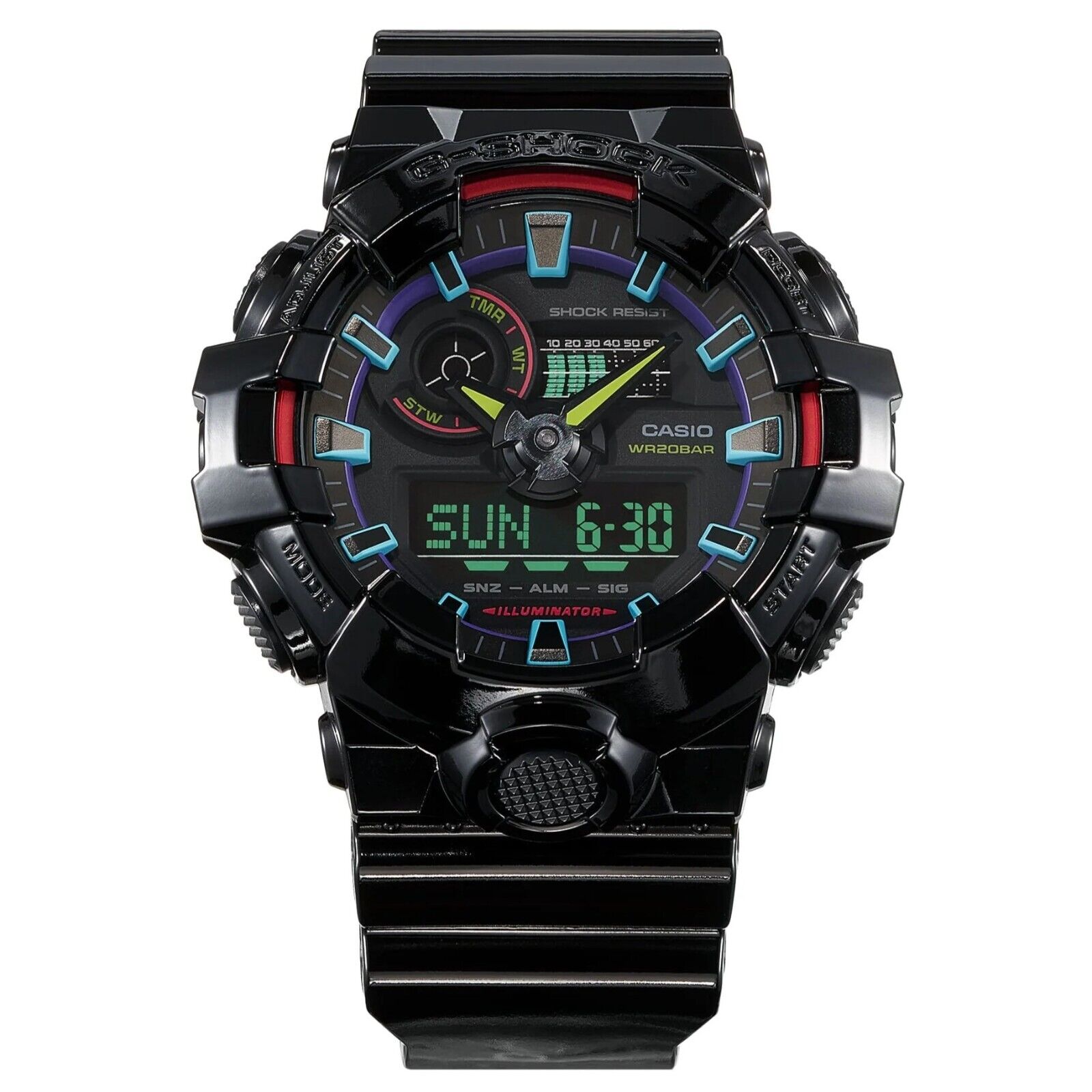 CASIO G-Shock Gamer S Rainbow Black GA700RGB-1A BRAND NEW - AllSportsWearUSA