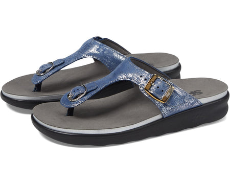 SAS Women's Sanibel Comfort Thong Sandal Silver/Blue