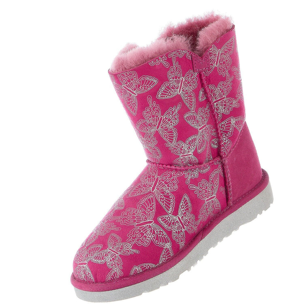 UGG Australia K Bailey Butterfly Boots Pink Suede Size 2 Girls 1002195K-RSPS NEW - AllSportsWearUSA