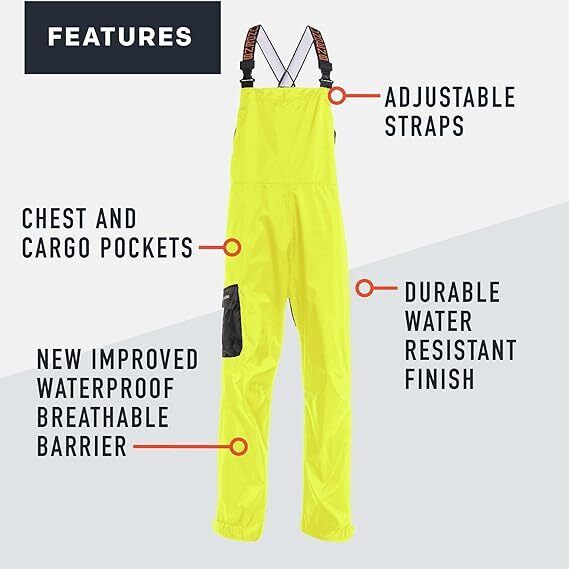 Grundens Mens Weather Watch 10362730 HiVis Yellow Fishing Bib Trouser New - AllSportsWearUSA