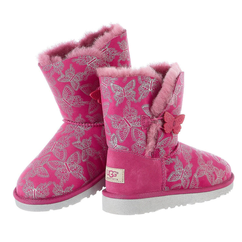 UGG Australia K Bailey Butterfly Boots Pink Suede Size 2 Girls 1002195K-RSPS NEW - AllSportsWearUSA
