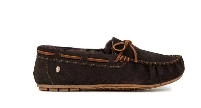 New EMU Australia Sheepskin Amity Moccasin W10555 -CHOCOLATE - AllSportsWearUSA
