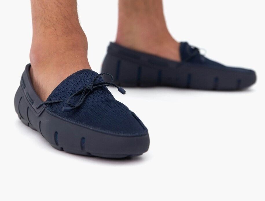 SWIMS Mens 8 Braided Lace Lux Loafers Navy Blue 21215-002 BRAND NEW - AllSportsWearUSA
