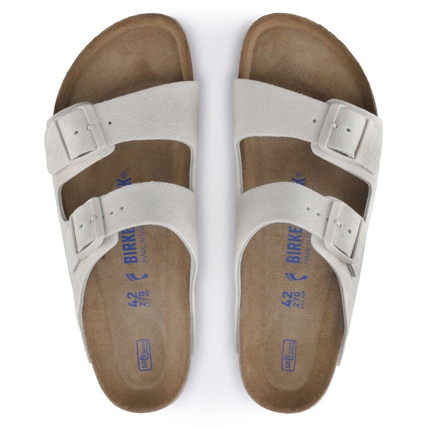 Birkenstock Arizona Soft Footbed Suede Unisex Sandals  1024554 Antique White