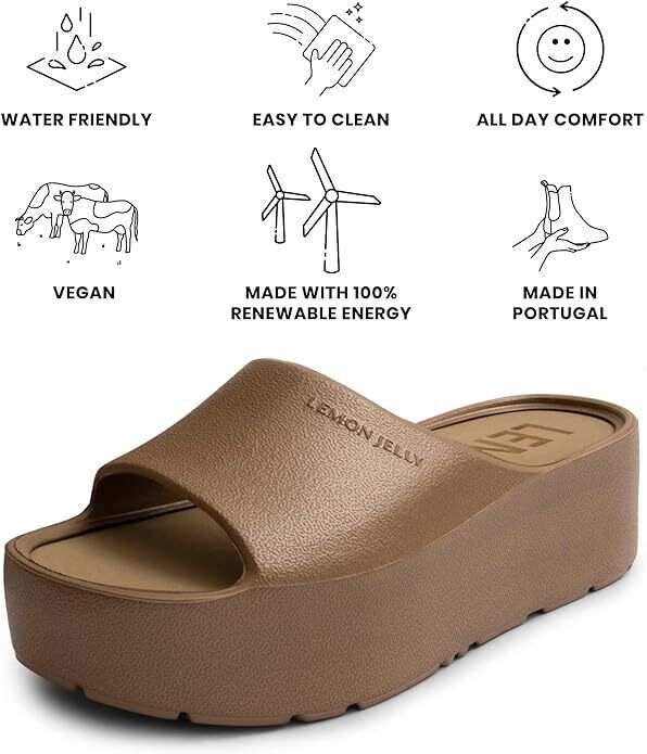 Lemon Jelly Womens Platform Sandals Bronzo Metal Super Lightweight SlipOn - AllSportsWearUSA