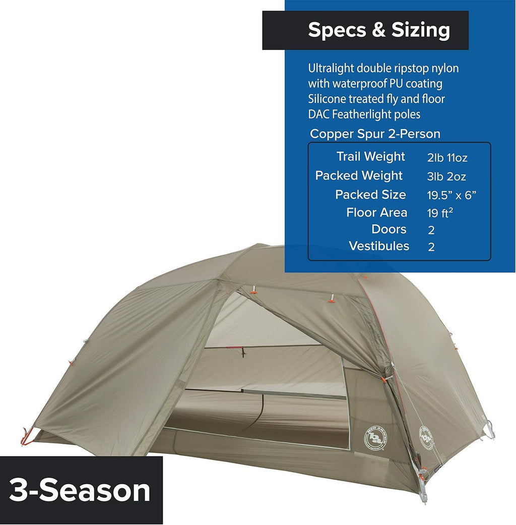 Big Agnes Copper Spur HV UL2 Olive Green 2 Person Tent Brand New - AllSportsWearUSA