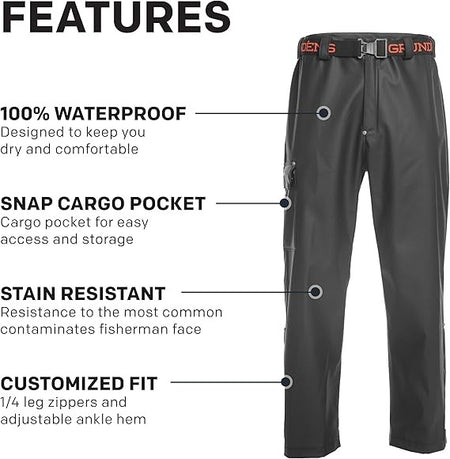 Grundens Men’s Neptune Fishing Pants 10078-001 Waterproof Breathable Black