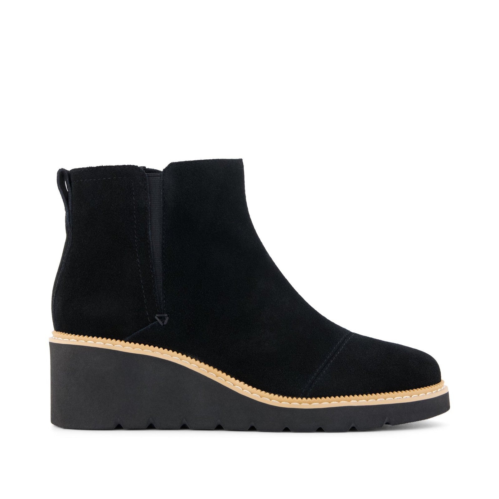 Toms Women Mina Wedge 10023561 Water Repellent Black Suede