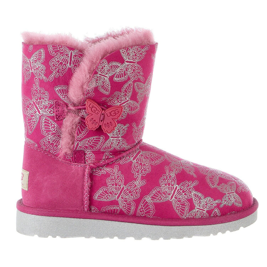 UGG Australia K Bailey Butterfly Boots Pink Suede Size 2 Girls 1002195K-RSPS NEW - AllSportsWearUSA