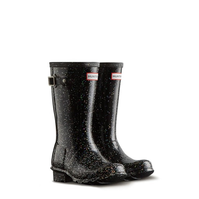 Hunter Big Kids Original Giant Glitter Rain Boots JFT6075RGT-HBL01 Black