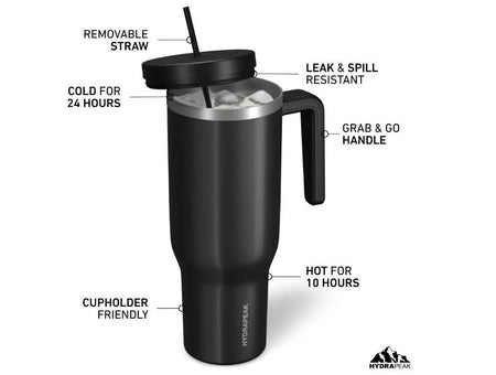 HYDRAPEAK VOYAGER Stainless Steel Insulated Tumbler 40oz BLACK NEW - AllSportsWearUSA