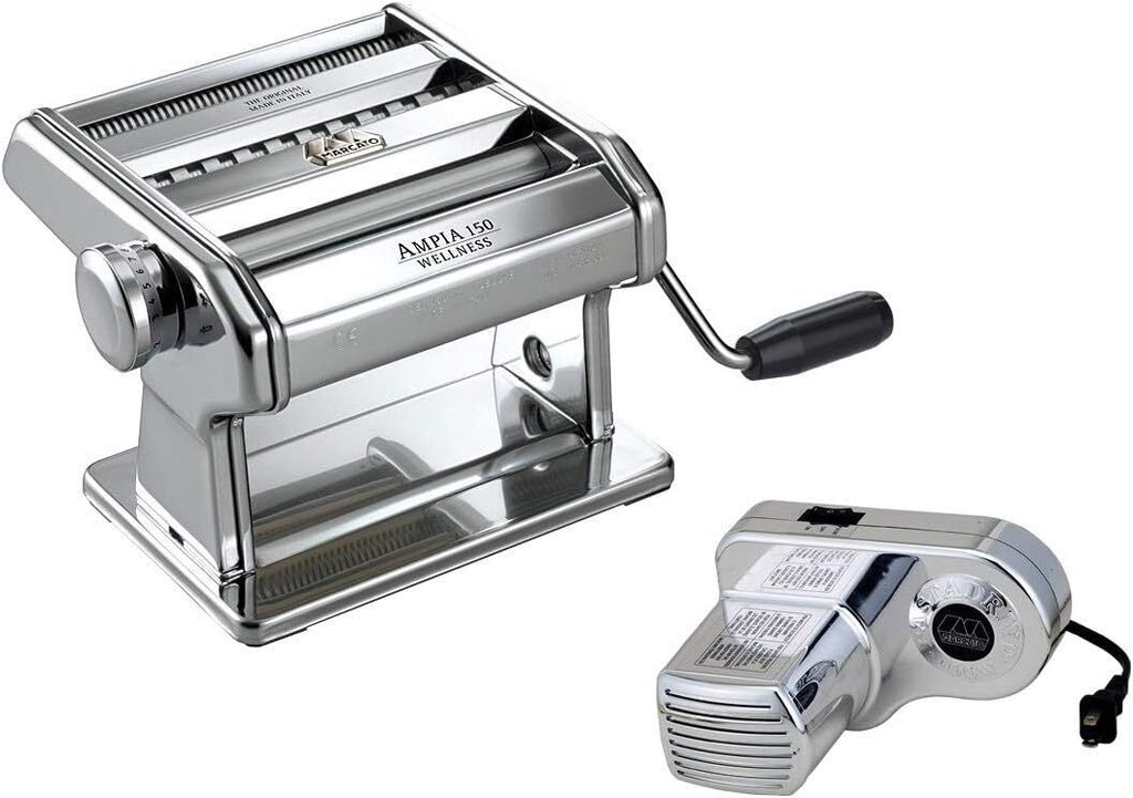 Marcato Ampia Pasta Maker with Motor, 150 mm, Chrome Plated Steel - AllSportsWearUSA