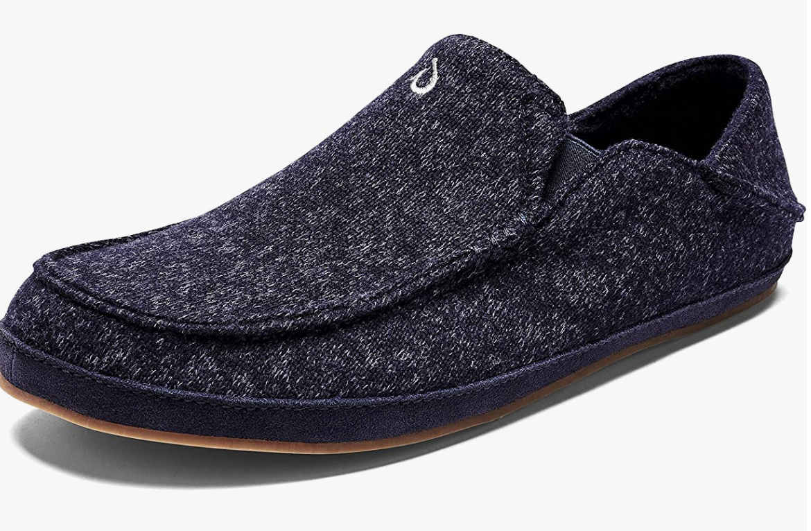 OLUKAI Moloa Hulu Men's Wool-Blend Trench Blue Slippers - AllSportsWearUSA