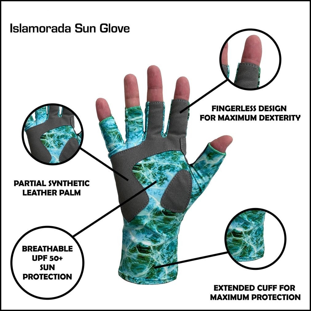 Glacier Outdoor Islamorada Sun Glove Unisex UV Protection Fingerless Summer Glov