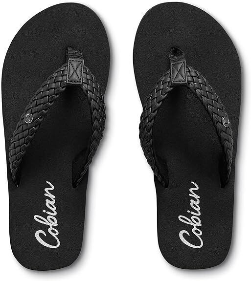 Cobian Womens Braided Bounce BRB10001 BLACK Flip Flop Sandal Brand New - AllSportsWearUSA