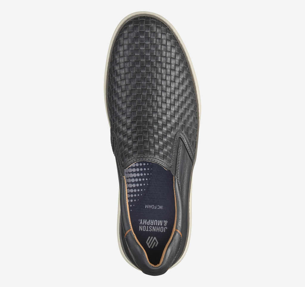 Johnston & Murphy McGuffey 2 Woven Slip-On 25-2995 Black Woven Full Grain