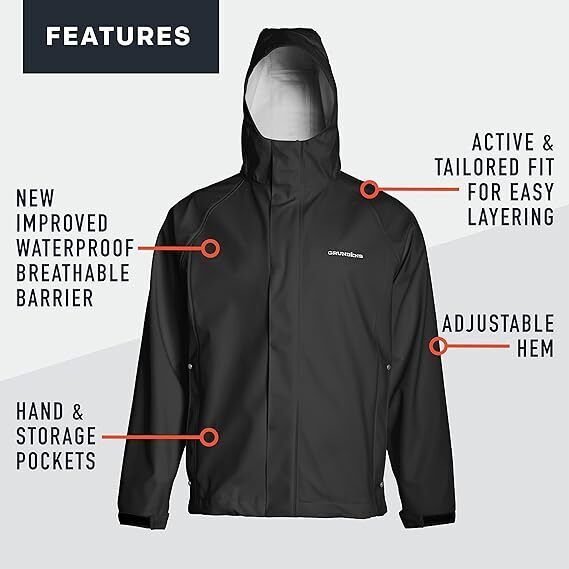 Grundens Mens Neptune 319 Black Commercial Fishing Jacket - AllSportsWearUSA