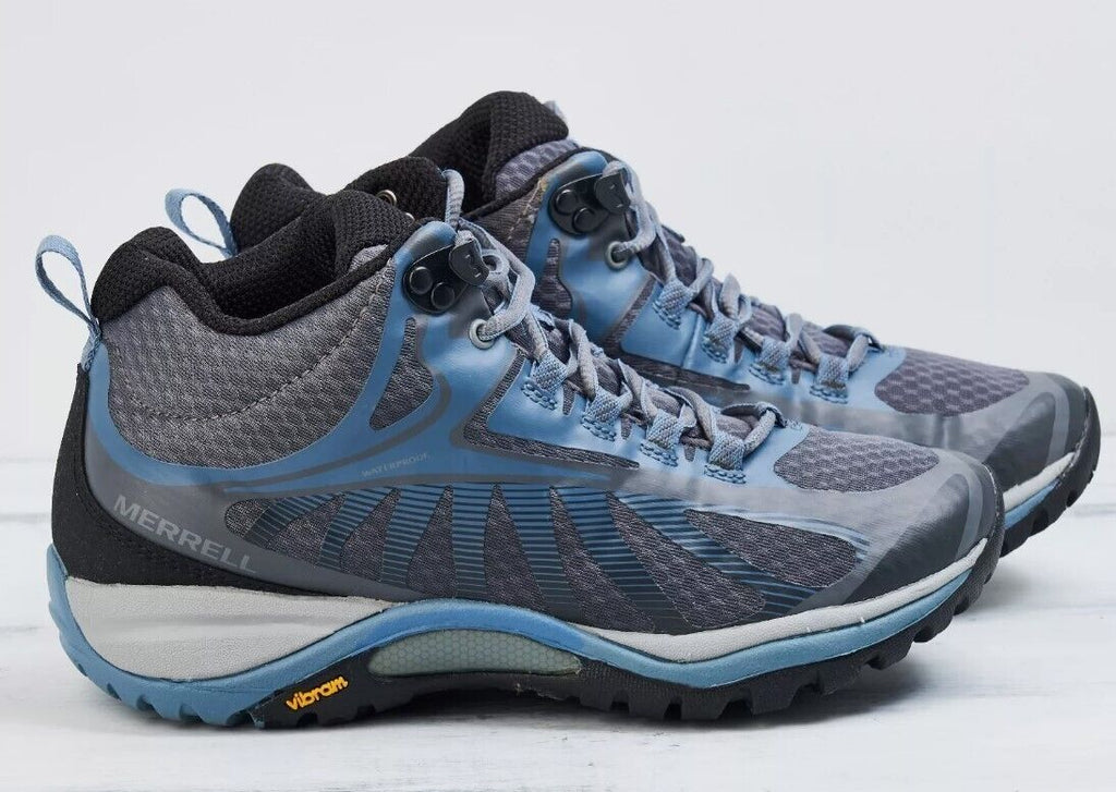 Merrell Women's Siren Edge 3 Mid Waterproof Hiking Shoe J034458 Rock/Blue - 6.5 - AllSportsWearUSA