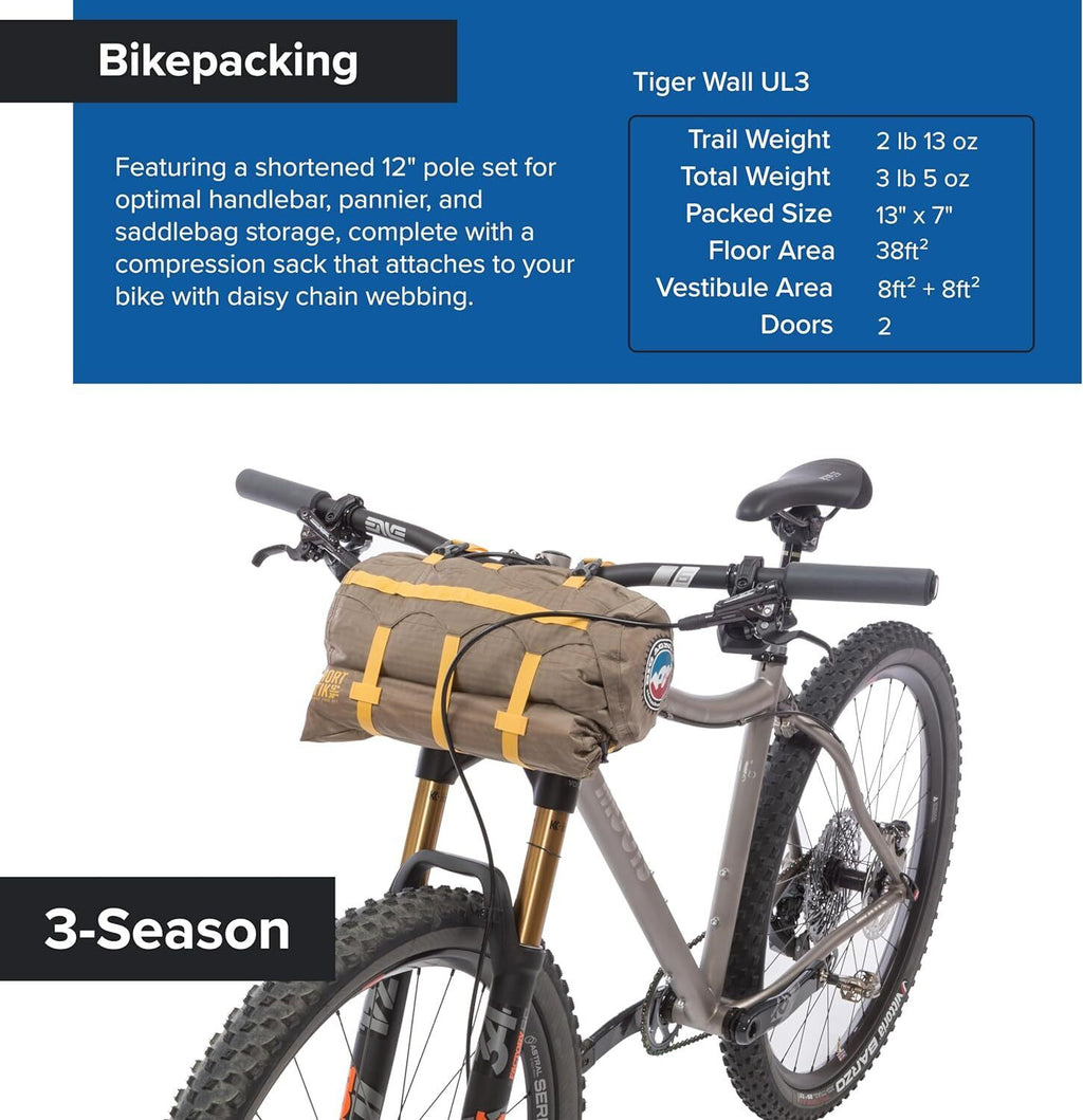 Big Agnes Tiger Wall HV UL3 Greige/Gray 3 Person Solution Dye Bikepack Tent New - AllSportsWearUSA