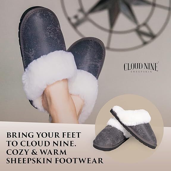 Cloud Nine Sheepskin Indoor Outdoor Scuff House Slippers for Women BRAND NEW - AllSportsWearUSA