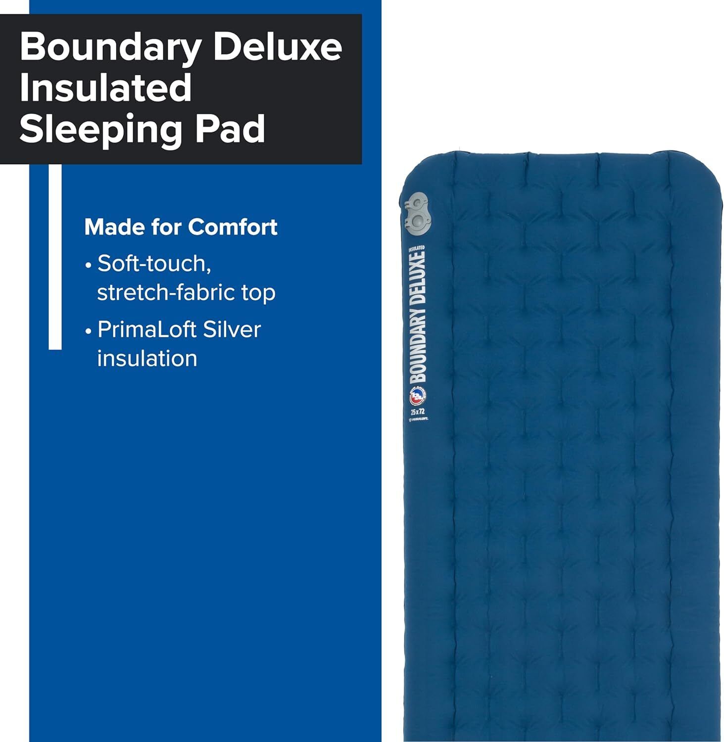 Big Agnes Boundary Deluxe 20” x 72” Gibraltar Sea Insulated Sleeping Pad New - AllSportsWearUSA