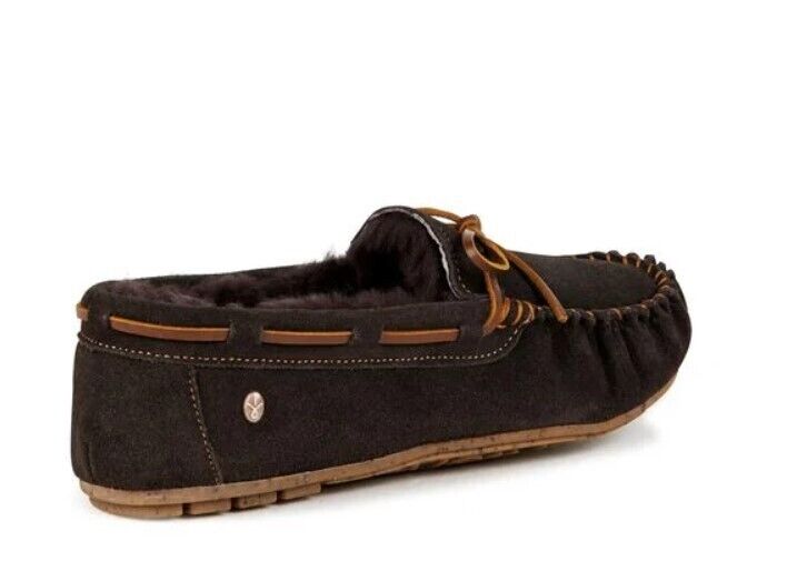 New EMU Australia Sheepskin Amity Moccasin W10555 -CHOCOLATE - AllSportsWearUSA