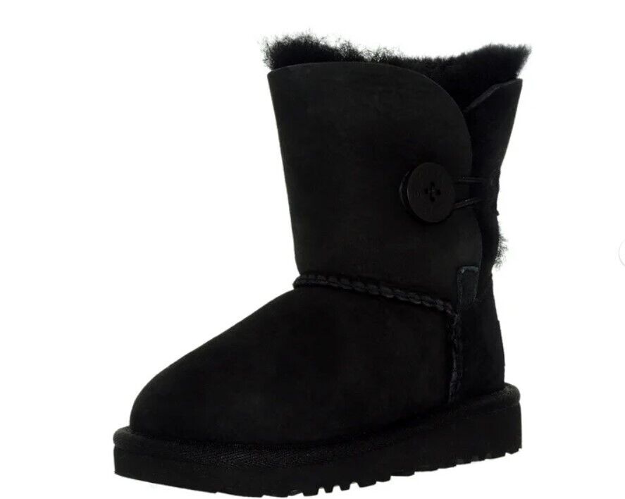 Ugg Girl S Bailey Button T Black Mid-Calf Wool Snow Boot 5991T-BLK size 7 NEW - AllSportsWearUSA