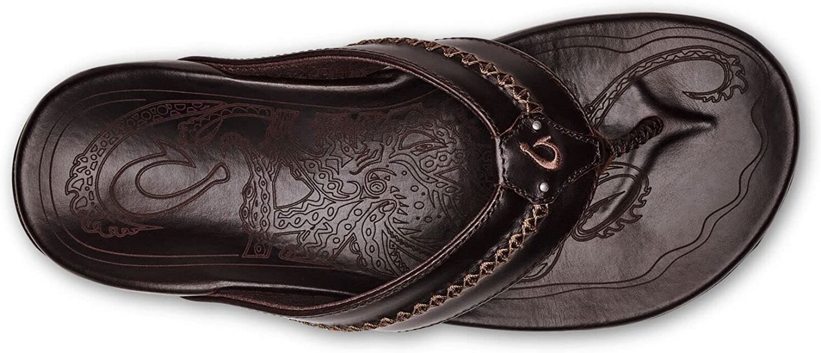 OluKai Men's Mea Ola Leather Sandals Dark Java/Dark Java - AllSportsWearUSA