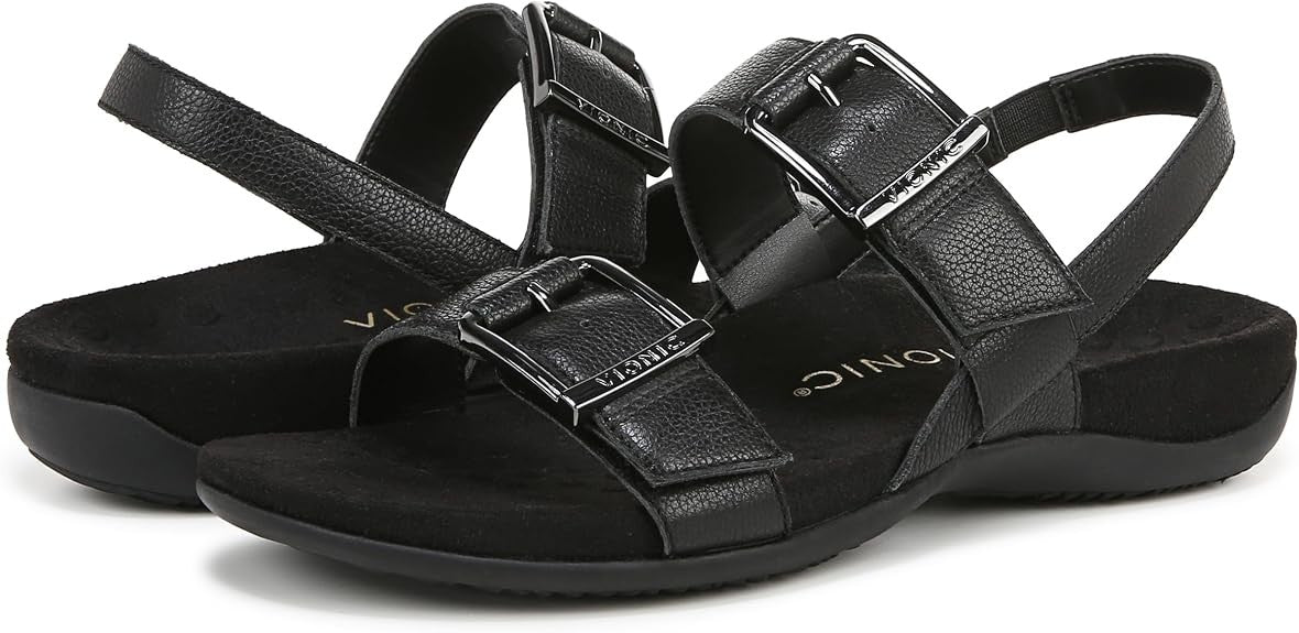 Vionic Women's Reese Slingback Sandals J2154L1-001 Black Leather