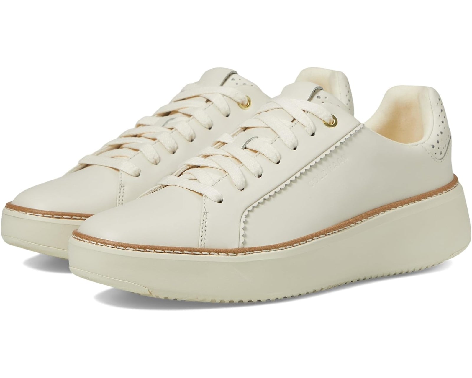 Cole Haan Women's  Grandpro Topspin Sneaker W30202 Ivory/Perf/Scallop