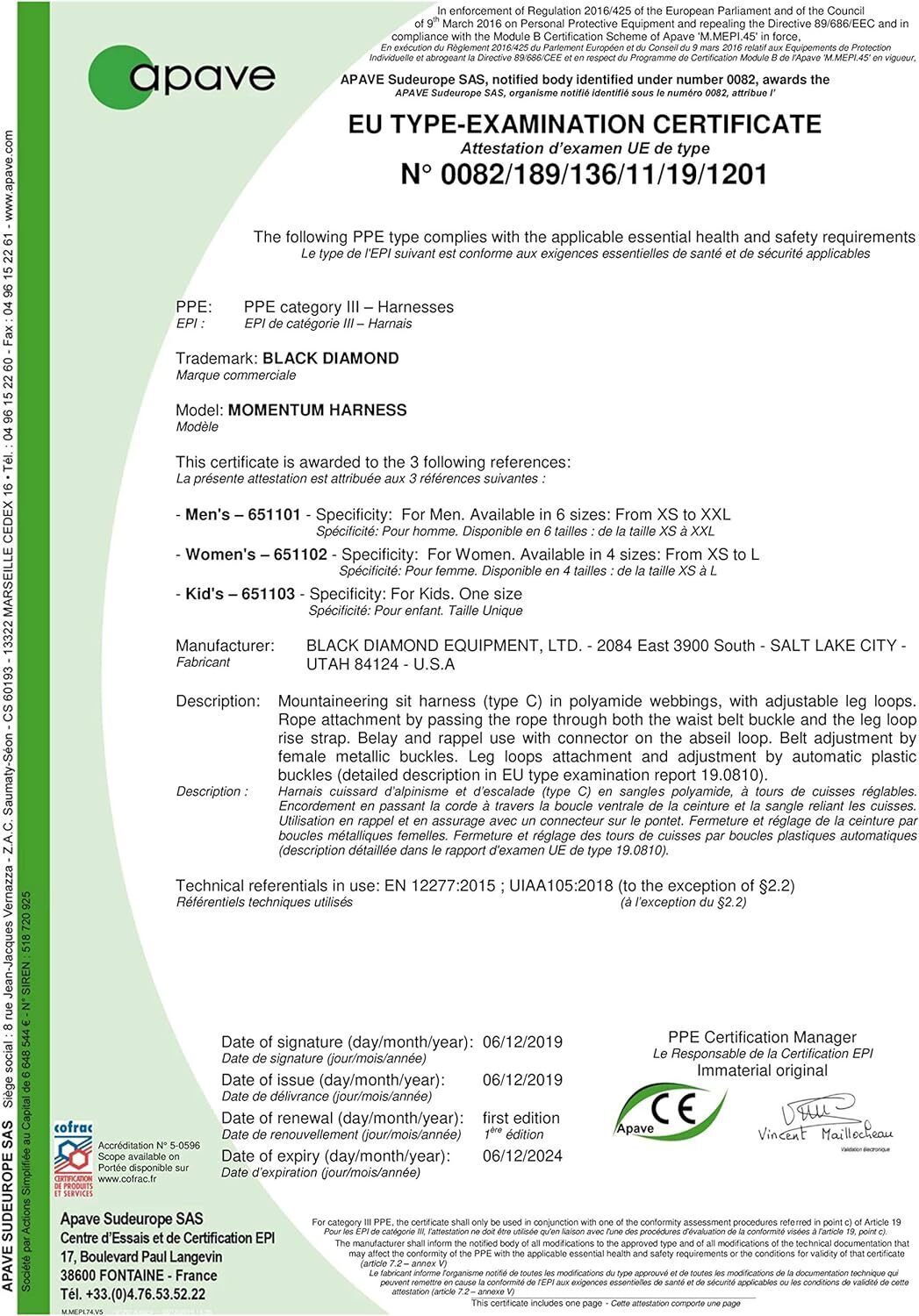 Black Diamond Mens Momentum Rock Size-Large Anthracite Climbing Harness New - AllSportsWearUSA