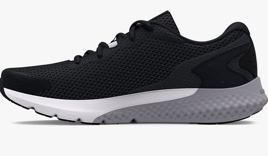 Under Armour Mens Charged Rogue 3 Running Shoe Black 002White - AllSportsWearUSA