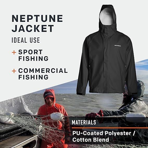 Grundens Mens Neptune 319 Black Commercial Fishing Jacket - AllSportsWearUSA