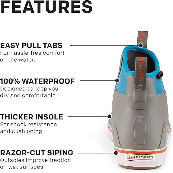Grundéns Men’s DECK-BOSS Ankle Boot | Durable, Waterproof, Blue Crab BRAND NEW - AllSportsWearUSA